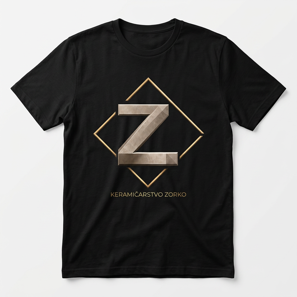 Črna majica z diamantnim logotipom Keramičarstvo Zorko